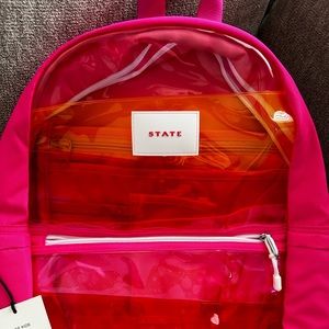State NWT pink clear backpack